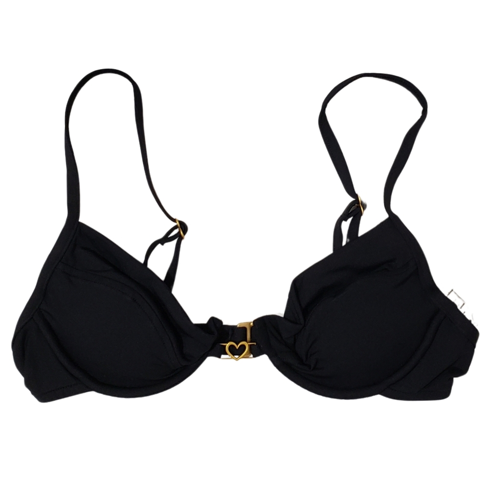 L*Space Stardust Swim Bikini Top Vacation Beach Women Small Black NWT $114 🔥